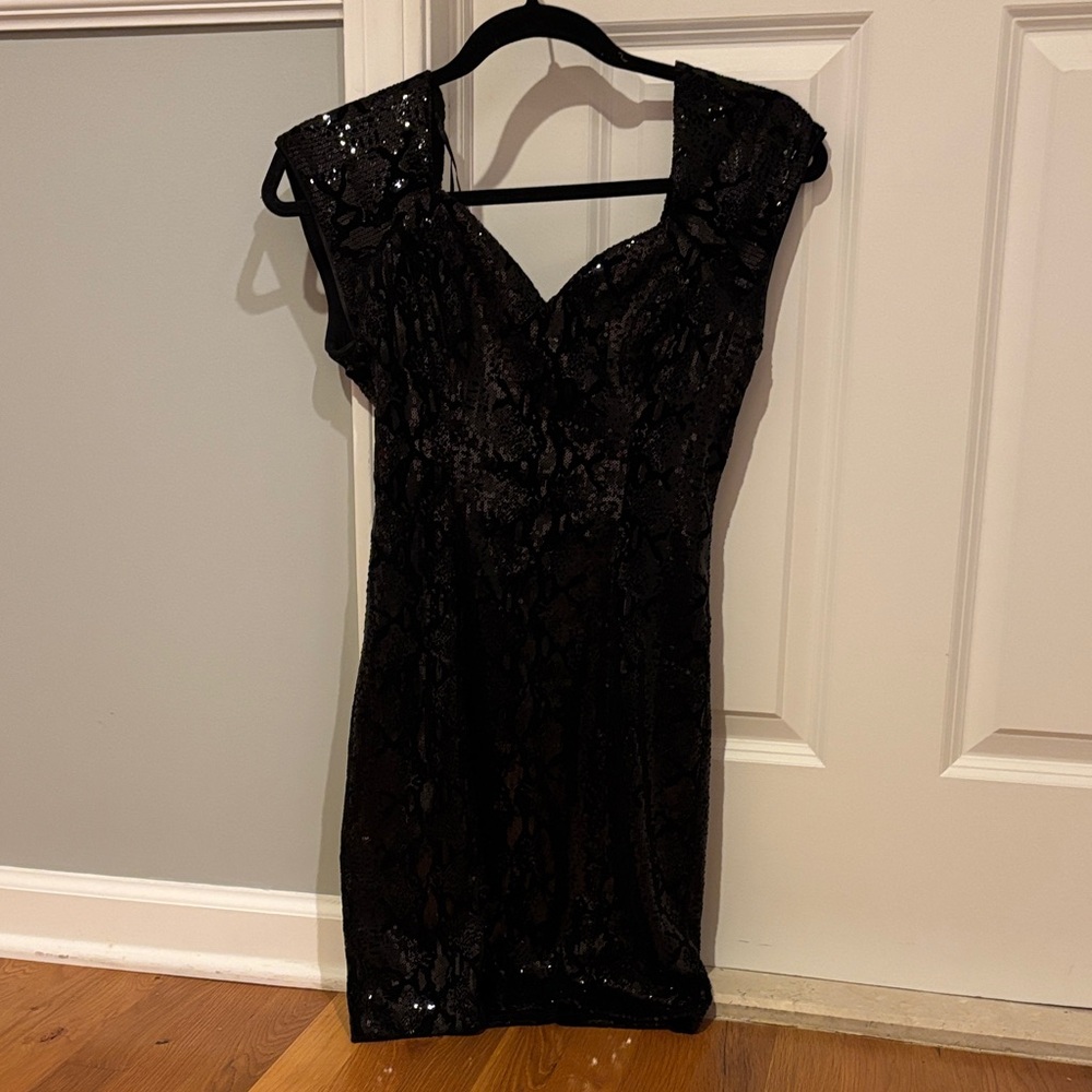Guess Black Sequin Mini Dress